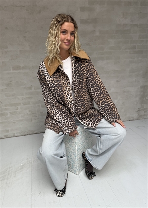Printed canvas midi jakke Leopard W0391 Ganni 